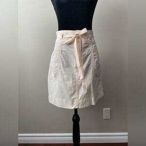 Pilcro and the Letterpress pale pink belted cotton skirt with pockets!
